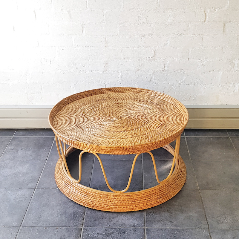 Rattan Cane Swirl Coffee Table